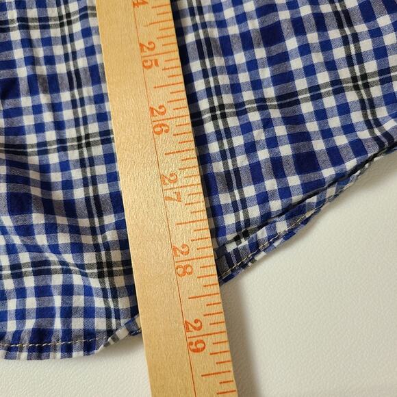 SuperbadShirt Men  Blue White Check Long Sleeve Snap Rodeo Westercore Shirt XXL - Picture 6 of 11